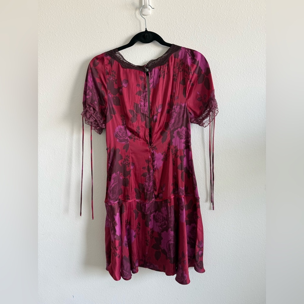 NWOT Free People Jos Floral Mini Dress Berry Combo - Picture 4 of 4